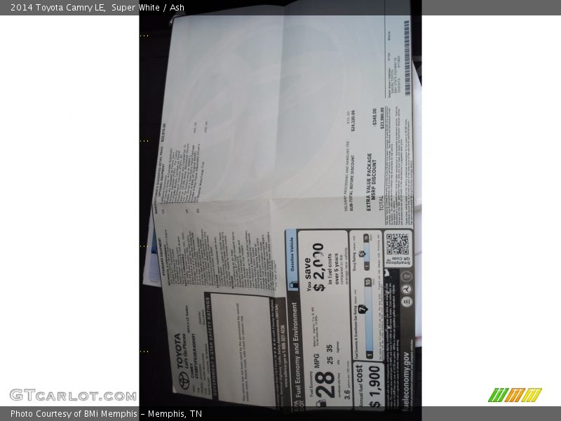 Super White / Ash 2014 Toyota Camry LE