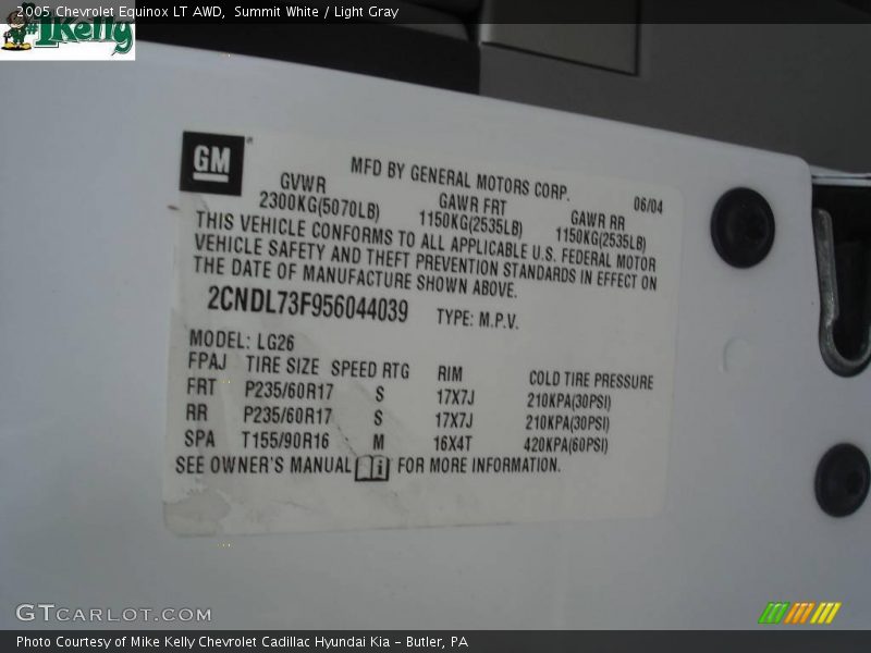 Summit White / Light Gray 2005 Chevrolet Equinox LT AWD