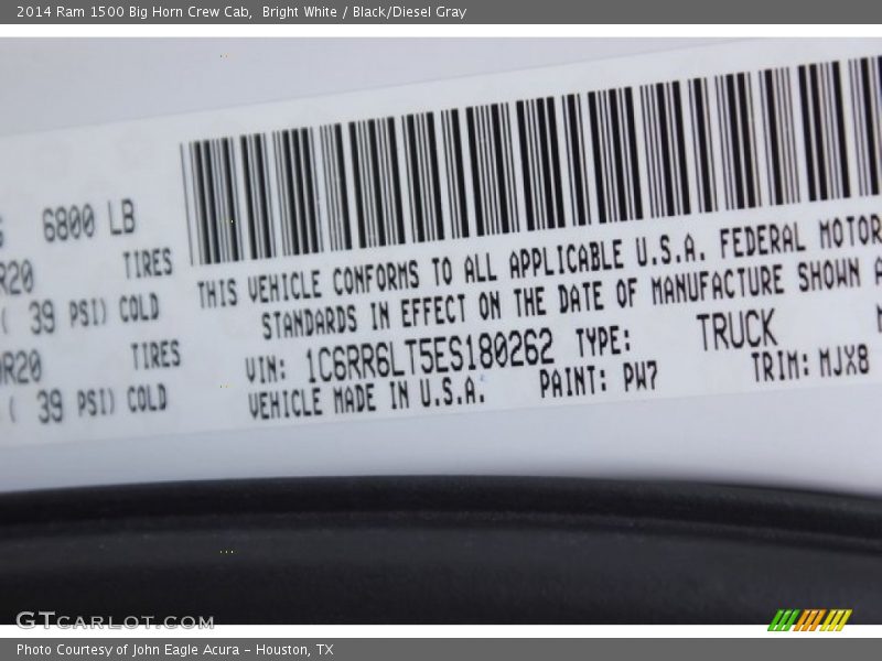 Bright White / Black/Diesel Gray 2014 Ram 1500 Big Horn Crew Cab