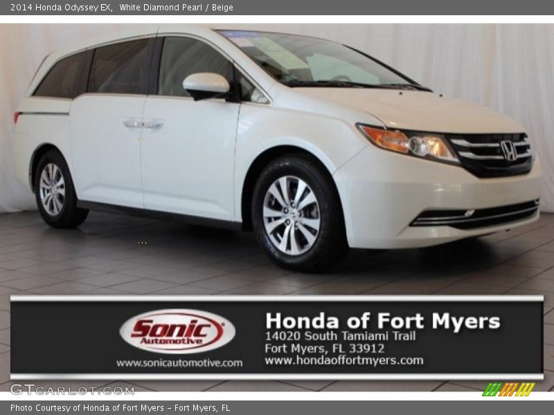 White Diamond Pearl / Beige 2014 Honda Odyssey EX