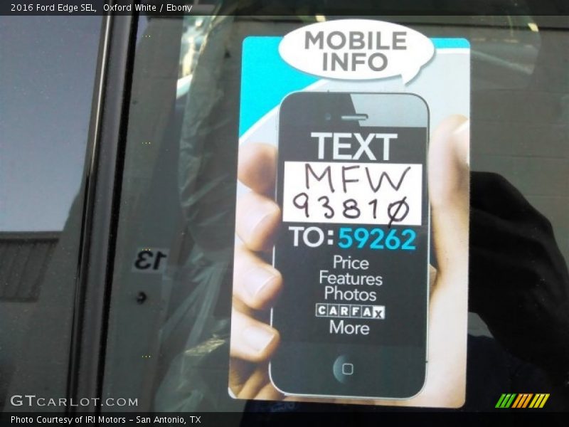 Oxford White / Ebony 2016 Ford Edge SEL