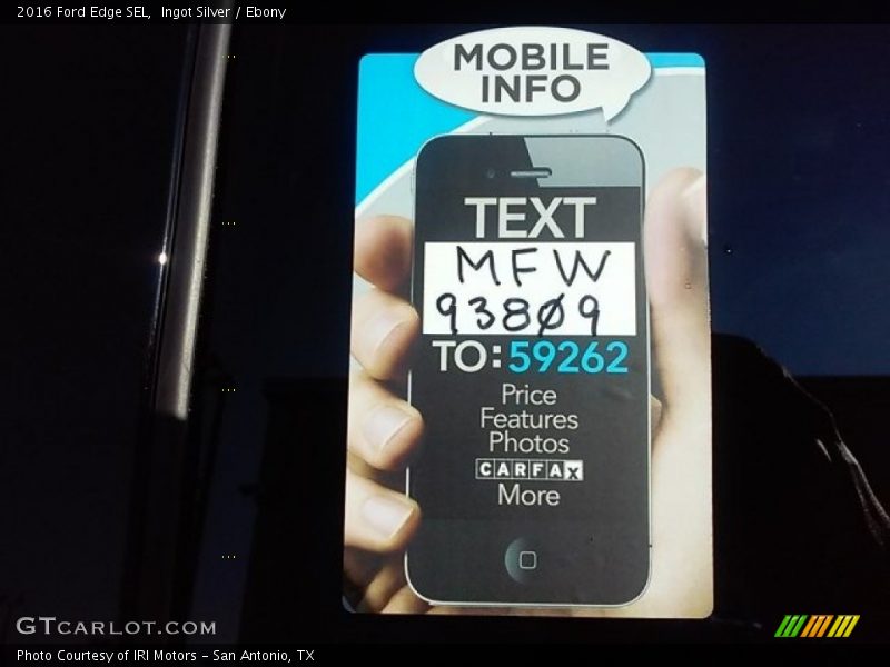 Ingot Silver / Ebony 2016 Ford Edge SEL