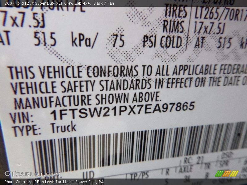 Black / Tan 2007 Ford F250 Super Duty XLT Crew Cab 4x4