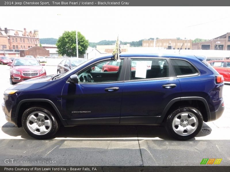 True Blue Pearl / Iceland - Black/Iceland Gray 2014 Jeep Cherokee Sport