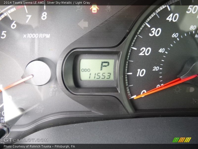 Silver Sky Metallic / Light Gray 2014 Toyota Sienna LE AWD