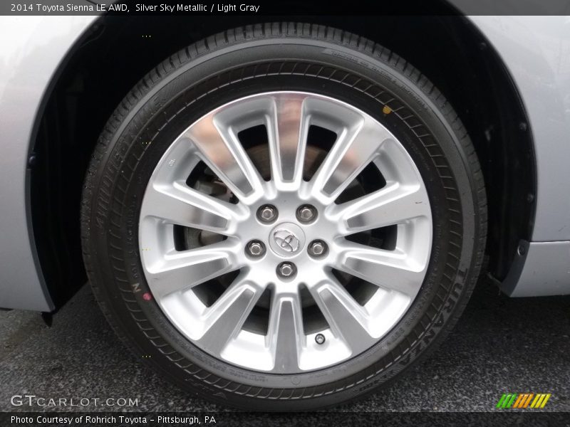 Silver Sky Metallic / Light Gray 2014 Toyota Sienna LE AWD
