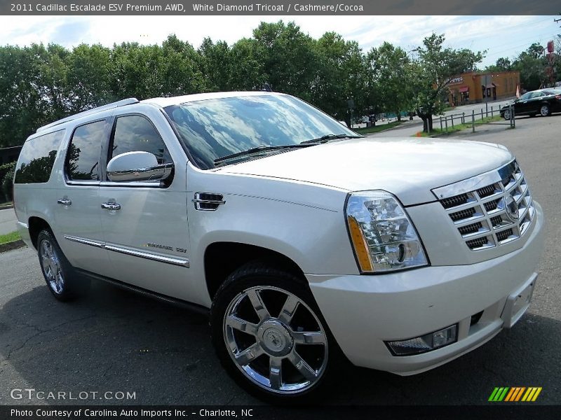 White Diamond Tricoat / Cashmere/Cocoa 2011 Cadillac Escalade ESV Premium AWD