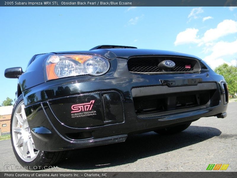 Obsidian Black Pearl / Black/Blue Ecsaine 2005 Subaru Impreza WRX STi