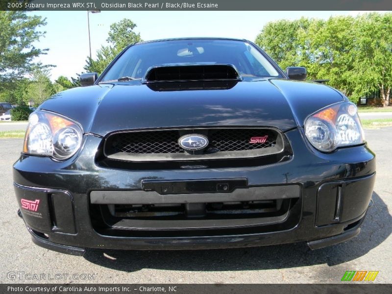 Obsidian Black Pearl / Black/Blue Ecsaine 2005 Subaru Impreza WRX STi