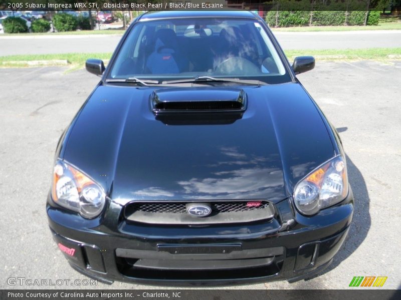 Obsidian Black Pearl / Black/Blue Ecsaine 2005 Subaru Impreza WRX STi