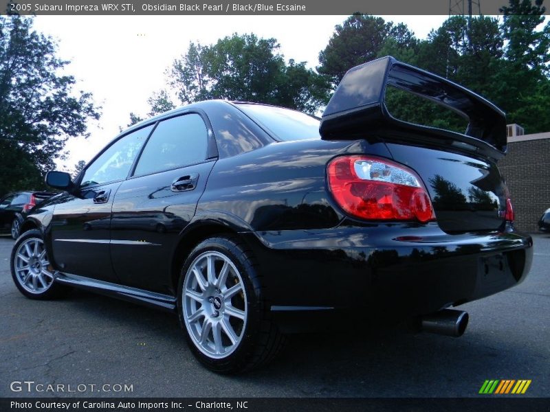 Obsidian Black Pearl / Black/Blue Ecsaine 2005 Subaru Impreza WRX STi