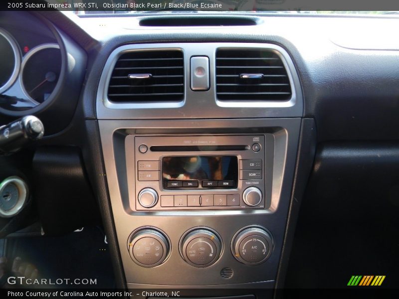 Obsidian Black Pearl / Black/Blue Ecsaine 2005 Subaru Impreza WRX STi