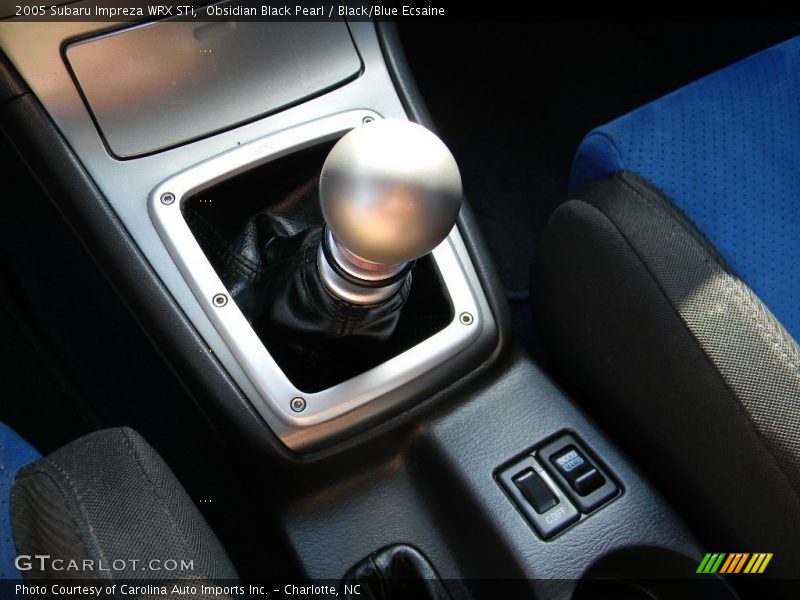 Obsidian Black Pearl / Black/Blue Ecsaine 2005 Subaru Impreza WRX STi