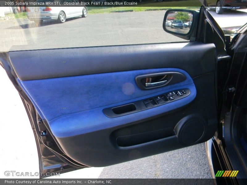 Obsidian Black Pearl / Black/Blue Ecsaine 2005 Subaru Impreza WRX STi