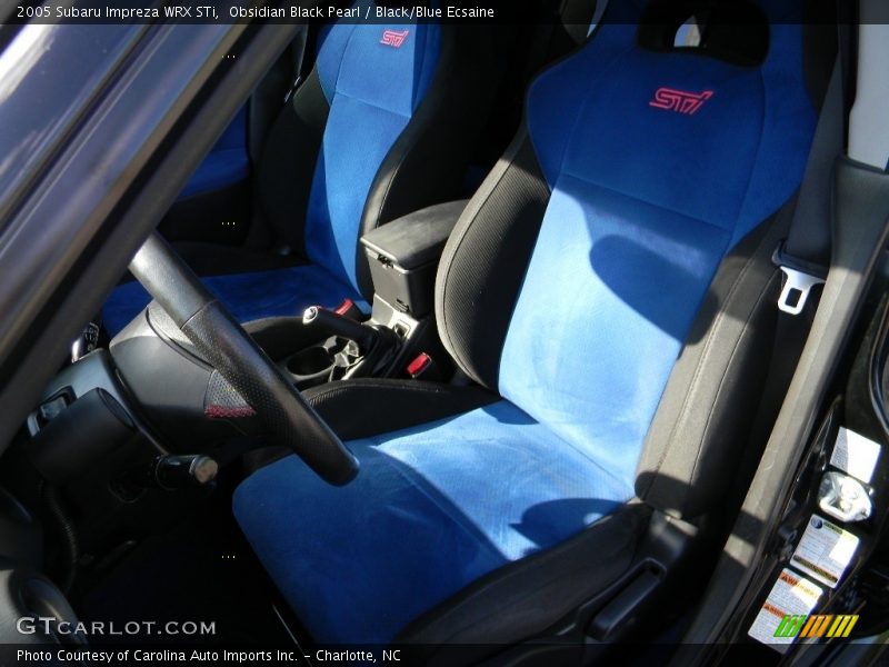 Obsidian Black Pearl / Black/Blue Ecsaine 2005 Subaru Impreza WRX STi