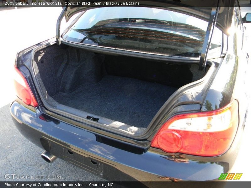 Obsidian Black Pearl / Black/Blue Ecsaine 2005 Subaru Impreza WRX STi