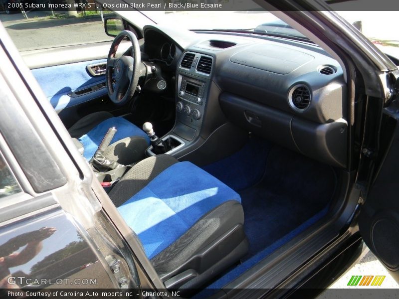 Obsidian Black Pearl / Black/Blue Ecsaine 2005 Subaru Impreza WRX STi