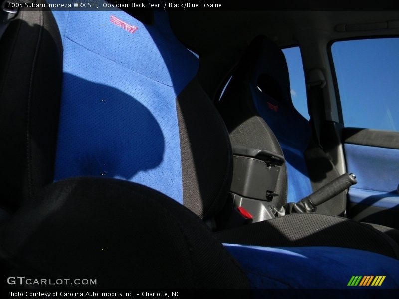 Obsidian Black Pearl / Black/Blue Ecsaine 2005 Subaru Impreza WRX STi
