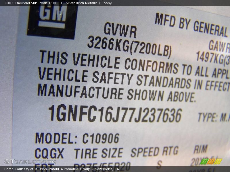Silver Birch Metallic / Ebony 2007 Chevrolet Suburban 1500 LT