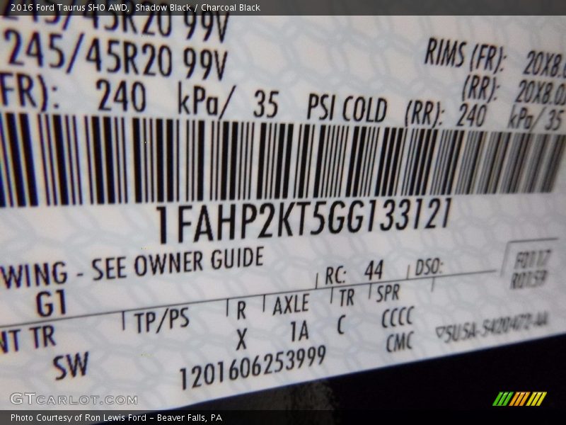 Shadow Black / Charcoal Black 2016 Ford Taurus SHO AWD