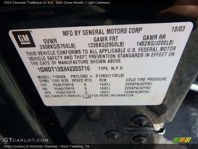 Dark Green Metallic / Light Cashmere 2004 Chevrolet TrailBlazer LS 4x4