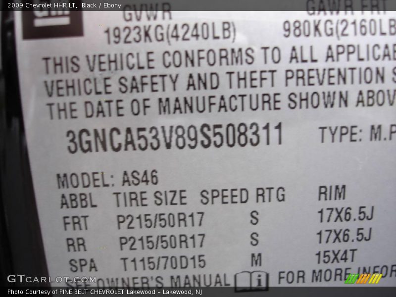 Black / Ebony 2009 Chevrolet HHR LT