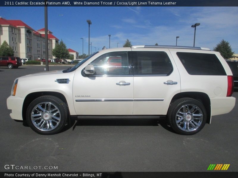 White Diamond Tricoat / Cocoa/Light Linen Tehama Leather 2011 Cadillac Escalade Platinum AWD