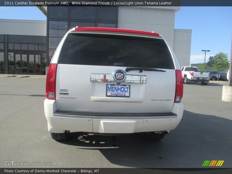 White Diamond Tricoat / Cocoa/Light Linen Tehama Leather 2011 Cadillac Escalade Platinum AWD