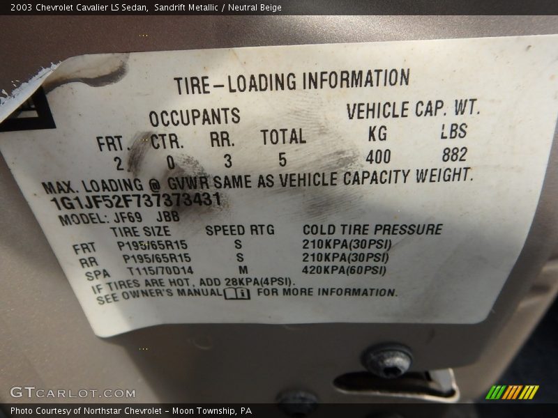 Sandrift Metallic / Neutral Beige 2003 Chevrolet Cavalier LS Sedan