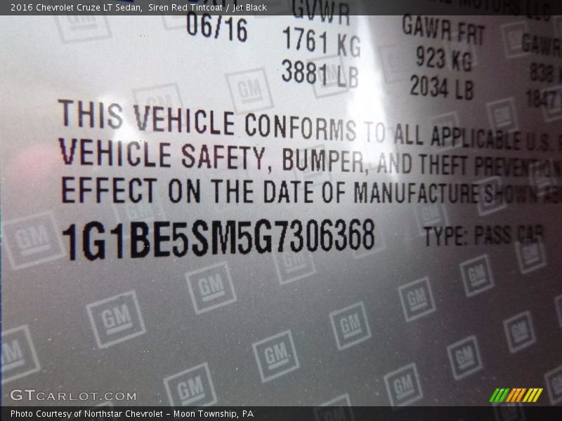 Siren Red Tintcoat / Jet Black 2016 Chevrolet Cruze LT Sedan