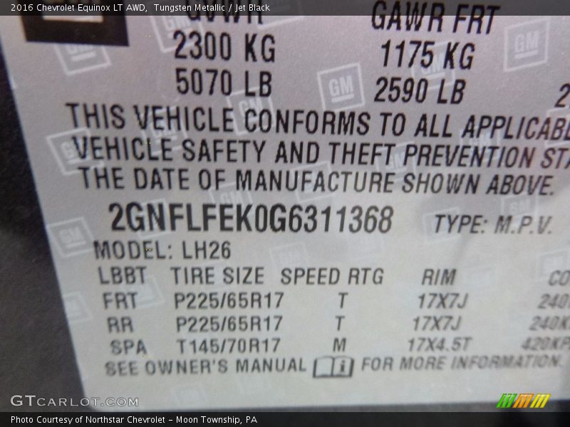 Tungsten Metallic / Jet Black 2016 Chevrolet Equinox LT AWD