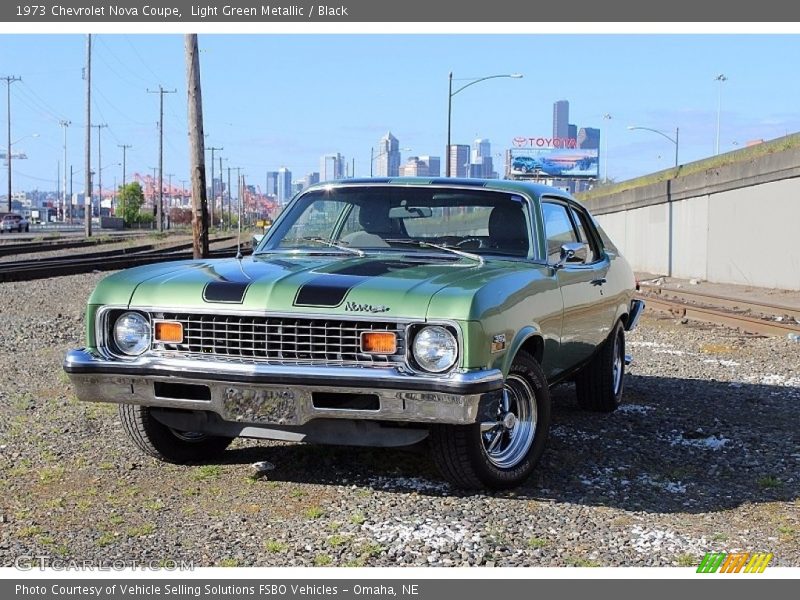 Light Green Metallic / Black 1973 Chevrolet Nova Coupe
