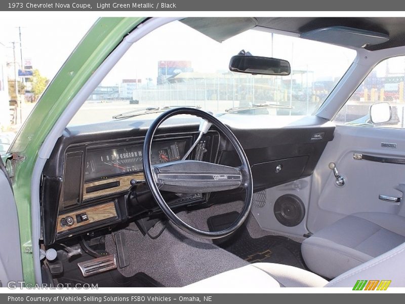 Light Green Metallic / Black 1973 Chevrolet Nova Coupe