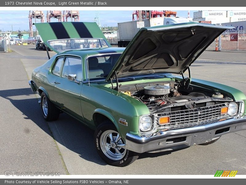 Light Green Metallic / Black 1973 Chevrolet Nova Coupe