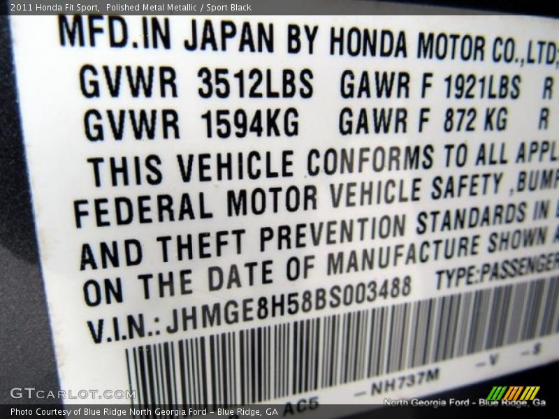 Polished Metal Metallic / Sport Black 2011 Honda Fit Sport