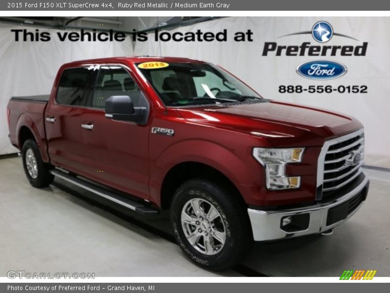 Ruby Red Metallic / Medium Earth Gray 2015 Ford F150 XLT SuperCrew 4x4