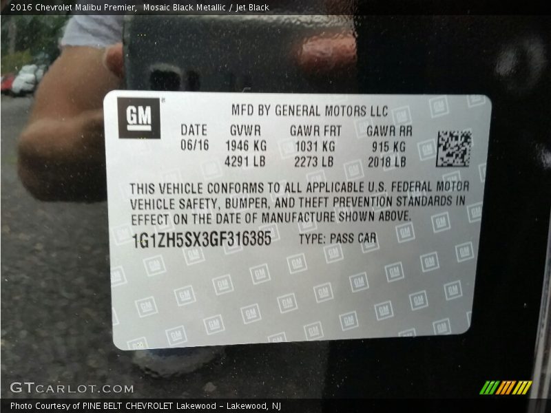 Mosaic Black Metallic / Jet Black 2016 Chevrolet Malibu Premier