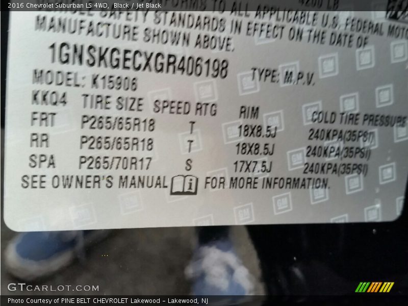 Black / Jet Black 2016 Chevrolet Suburban LS 4WD