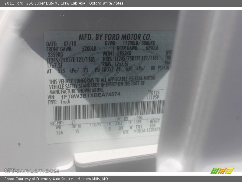 Oxford White / Steel 2011 Ford F350 Super Duty XL Crew Cab 4x4