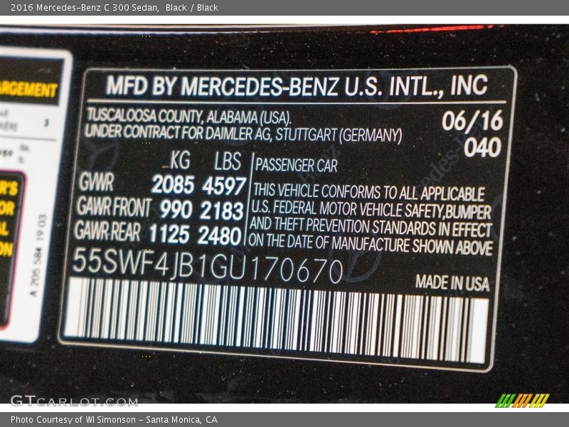 Black / Black 2016 Mercedes-Benz C 300 Sedan