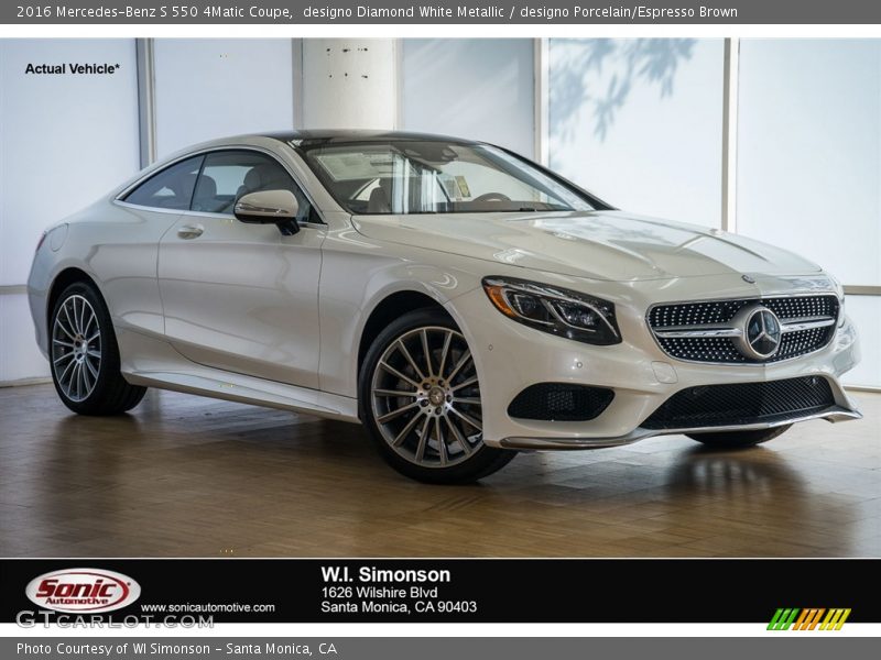 designo Diamond White Metallic / designo Porcelain/Espresso Brown 2016 Mercedes-Benz S 550 4Matic Coupe