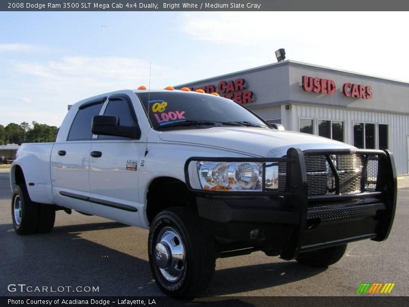 Bright White / Medium Slate Gray 2008 Dodge Ram 3500 SLT Mega Cab 4x4 Dually