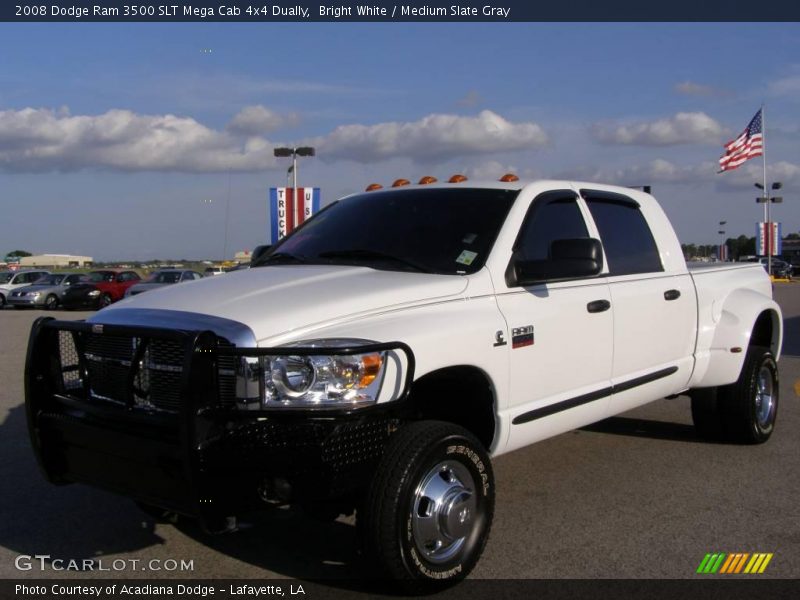 Bright White / Medium Slate Gray 2008 Dodge Ram 3500 SLT Mega Cab 4x4 Dually