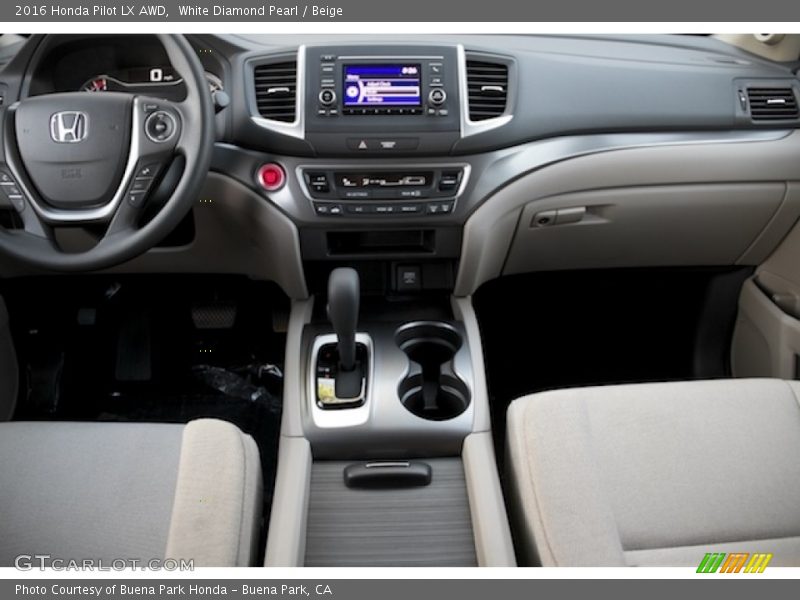 White Diamond Pearl / Beige 2016 Honda Pilot LX AWD