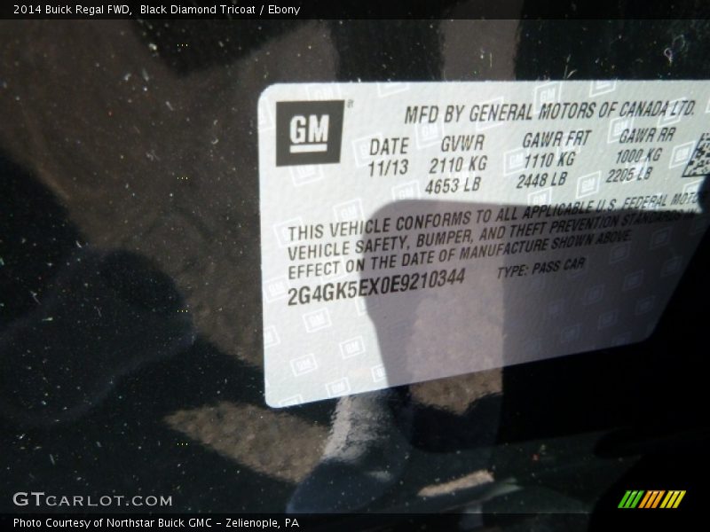Black Diamond Tricoat / Ebony 2014 Buick Regal FWD