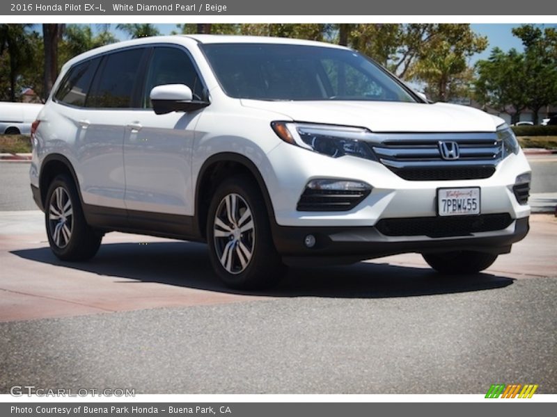 White Diamond Pearl / Beige 2016 Honda Pilot EX-L