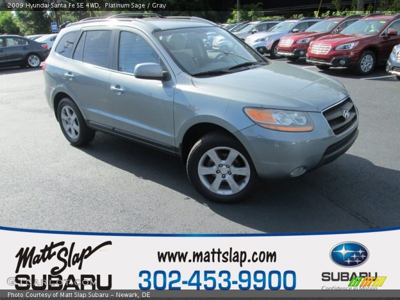 Platinum Sage / Gray 2009 Hyundai Santa Fe SE 4WD