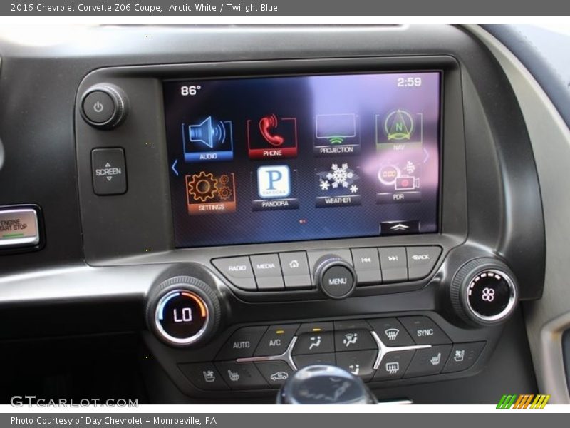 Arctic White / Twilight Blue 2016 Chevrolet Corvette Z06 Coupe