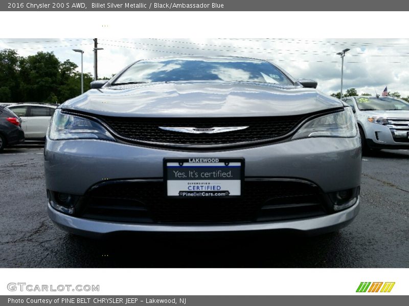 Billet Silver Metallic / Black/Ambassador Blue 2016 Chrysler 200 S AWD