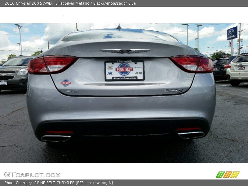 Billet Silver Metallic / Black/Ambassador Blue 2016 Chrysler 200 S AWD